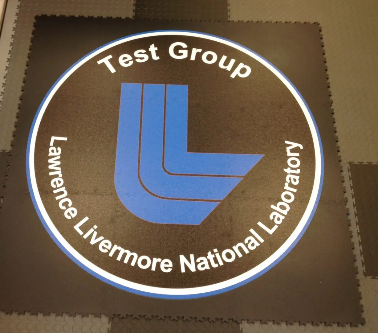 A sign that says test group lawrence livermore national laboratory.